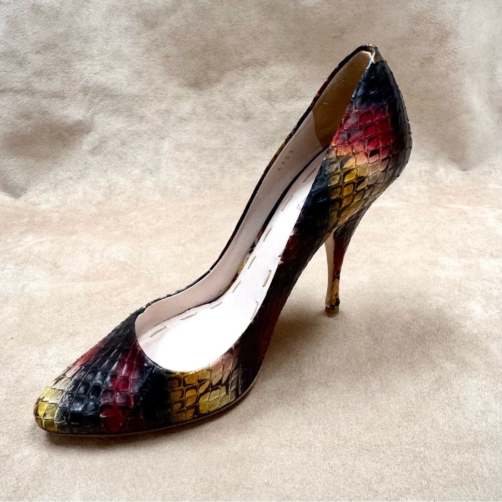 Miu Miu Whips Graffiti Snakeskin Ombre Multicolor Heels Calzature Donna 38.5 Box - Picture 6 of 15